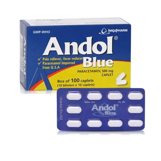 Andol Blue Imex (H/100v) - Thuốc điều trị các chứng đau nhức từ nhẹ đến vừa như đau đầu, đau răng, đau nhức bắp thịt, đau bụng kinh, đau do thấp khớp